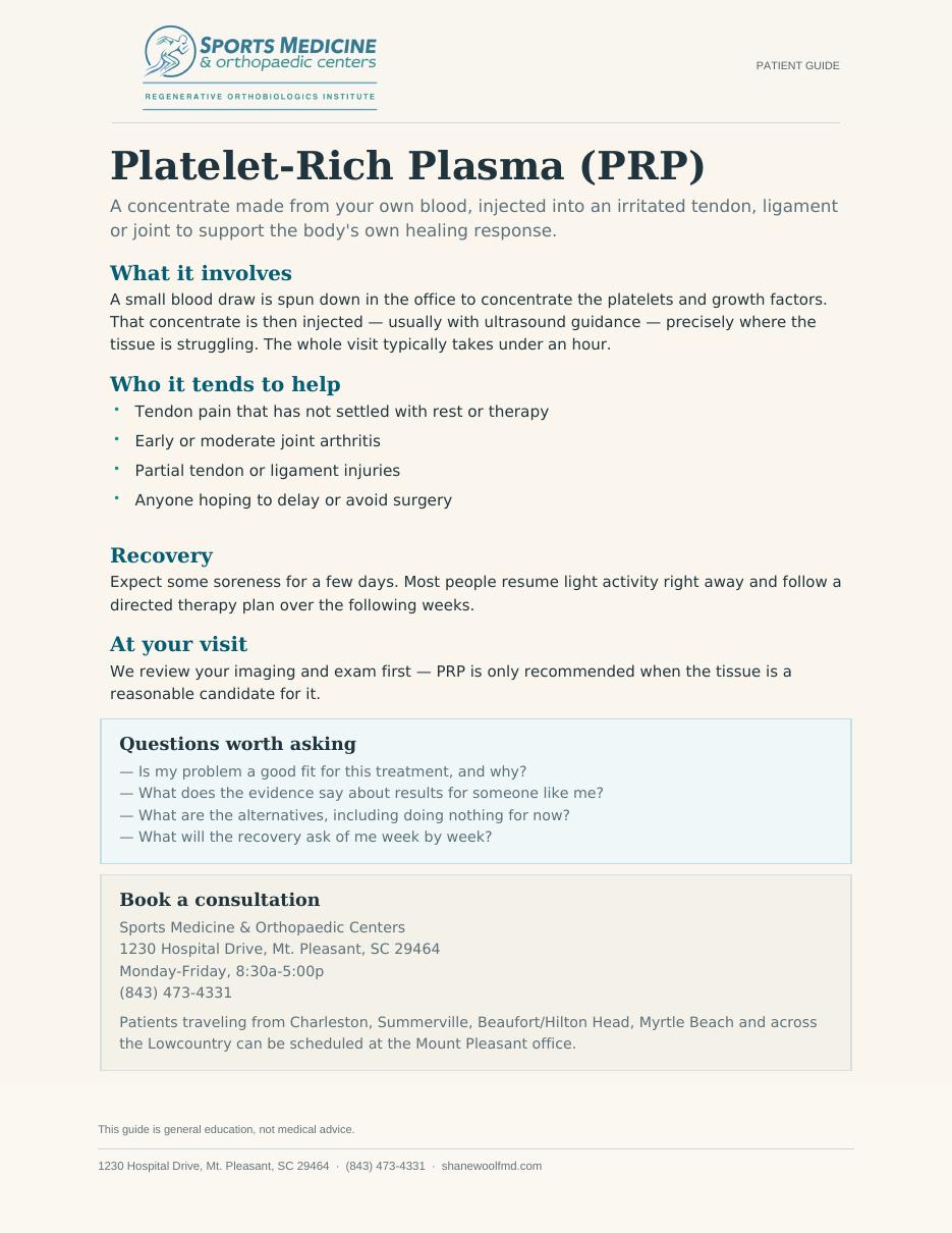 First page of Platelet-Rich Plasma (PRP)